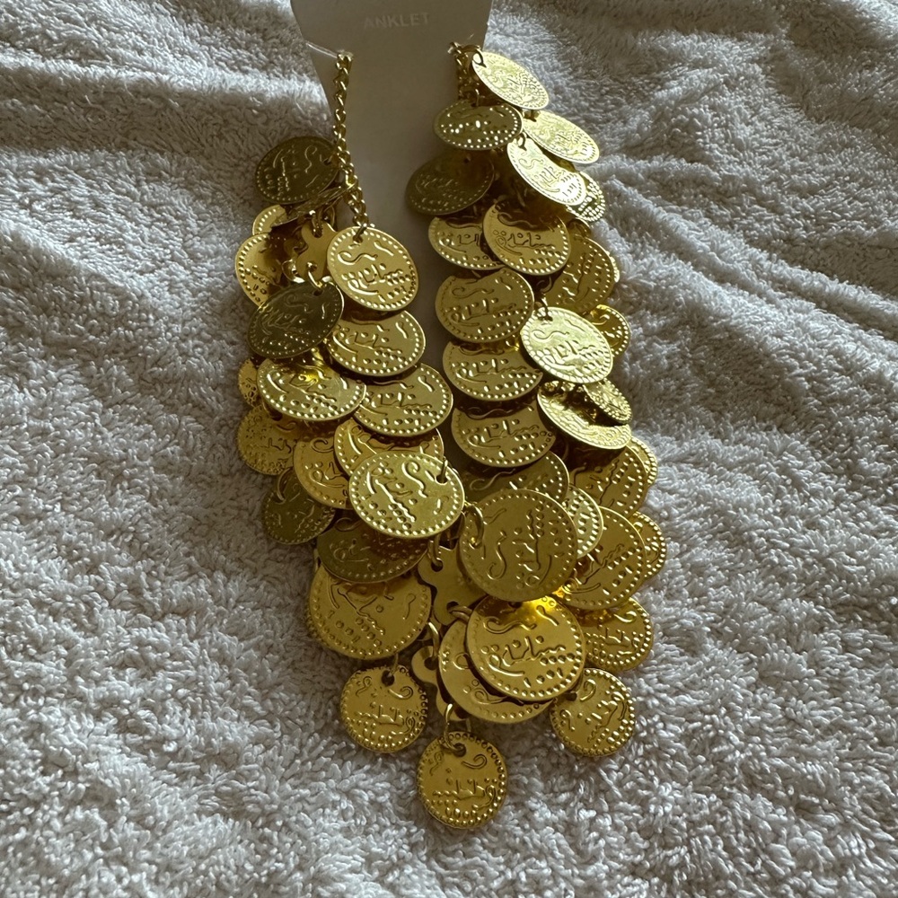 Gold Coin Statement ankle bracelet
